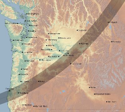 Map of the eclipse path across United States on 02/03/1562