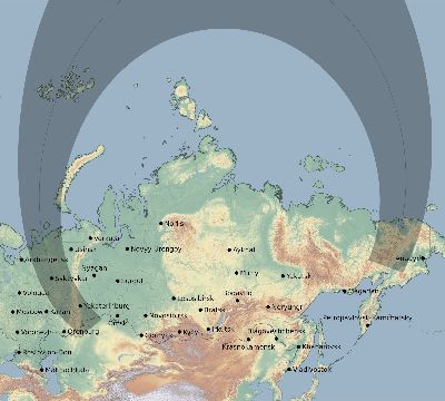 Map of the eclipse path across Russia on 06/20/1563