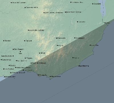 Map of the eclipse path across Uruguay on 05/29/1565