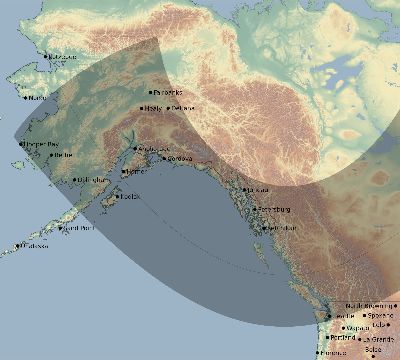 Map of the eclipse path across United States on 11/22/1565