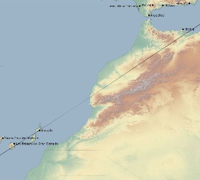 Map of the eclipse path across Spain on 04/09/1567