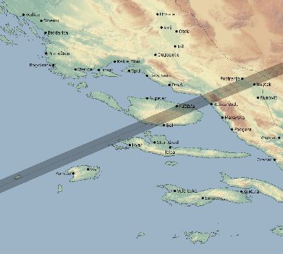 Map of the eclipse path across Croatia on 04/09/1567