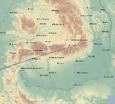 Map of the eclipse path across Romania on 04/09/1567