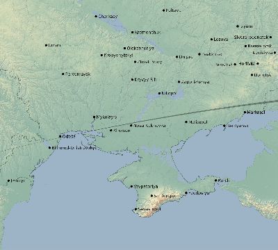 Map of the eclipse path across Ukraine on 04/09/1567