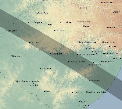 Map of the eclipse path across Brazil on 10/02/1567