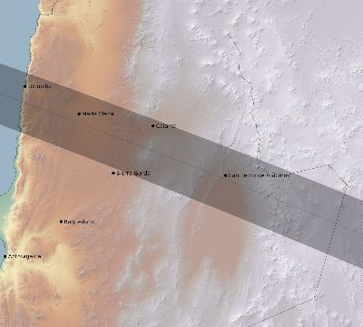 Map of the eclipse path across Chile on 10/02/1567