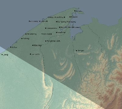 Map of the eclipse path across Brunei on 09/21/1568
