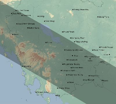 Map of the eclipse path across Cambodia on 09/21/1568