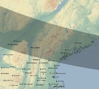 Map of the eclipse path across United States on 09/10/1569