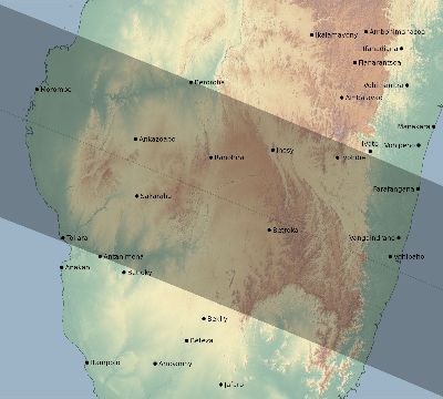 Map of the eclipse path across Madagascar on 05/20/1574