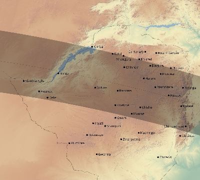 Map of the eclipse path across Zimbabwe on 05/20/1574