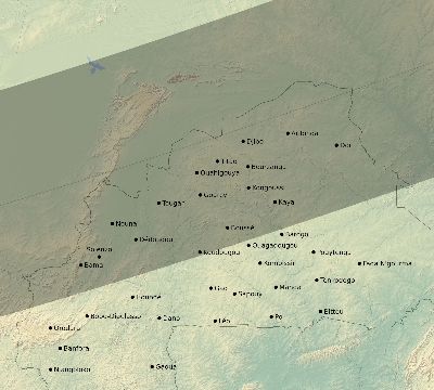 Map of the eclipse path across Burkina Faso on 11/13/1574