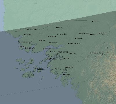 Map of the eclipse path across Guinea-Bissau on 11/13/1574