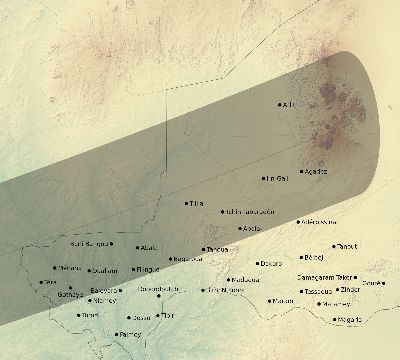 Map of the eclipse path across Niger on 11/13/1574