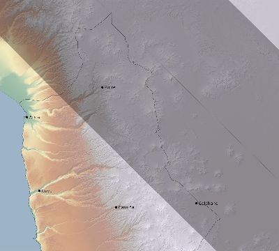 Map of the eclipse path across Chile on 11/02/1575