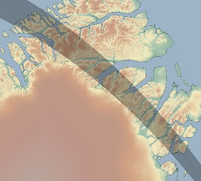 Map of the eclipse path across Greenland on 04/28/1576