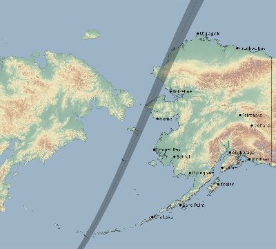 Map of the eclipse path across United States on 04/28/1576