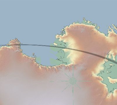 Map of the eclipse path across Antarctica on 10/21/1576