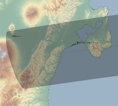 Map of the eclipse path across Russia on 09/01/1578