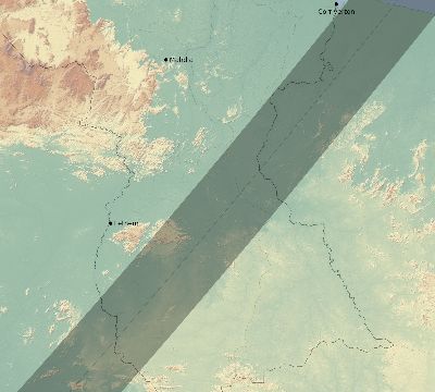 Map of the eclipse path across Guyana on 02/25/1579