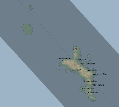 Map of the eclipse path across Seychelles on 08/22/1579