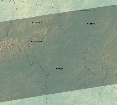 Map of the eclipse path across Togo on 08/22/1579