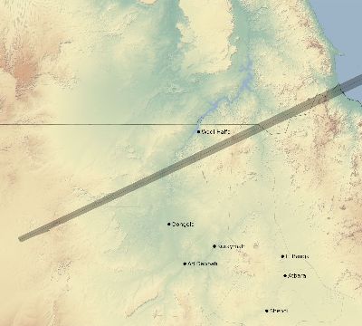 Map of the eclipse path across Sudan on 06/20/1582
