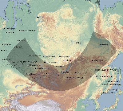 Map of the eclipse path across Russia on 12/14/1583