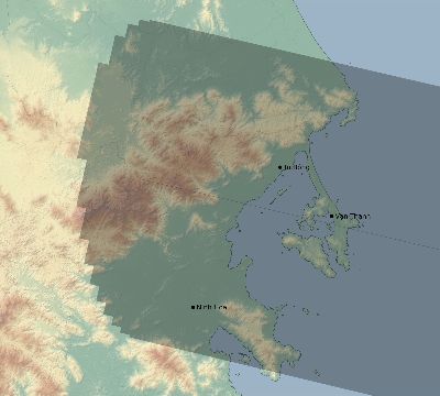 Map of the eclipse path across Vietnam on 02/15/1589