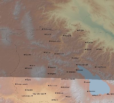 Map of the eclipse path across Armenia on 07/31/1590