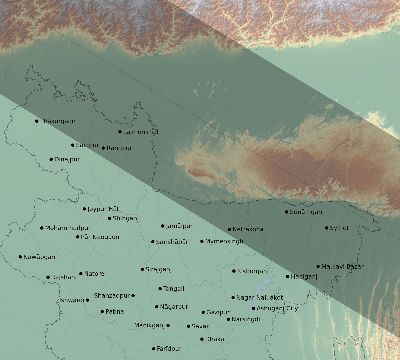 Map of the eclipse path across Bangladesh on 07/31/1590