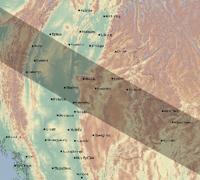 Map of the eclipse path across Myanmar on 07/31/1590