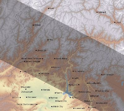 Map of the eclipse path across Pakistan on 07/31/1590