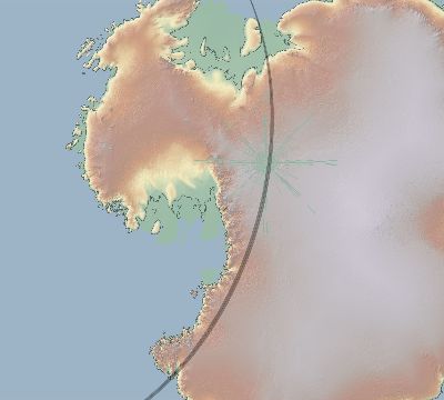 Map of the eclipse path across Antarctica on 01/25/1591