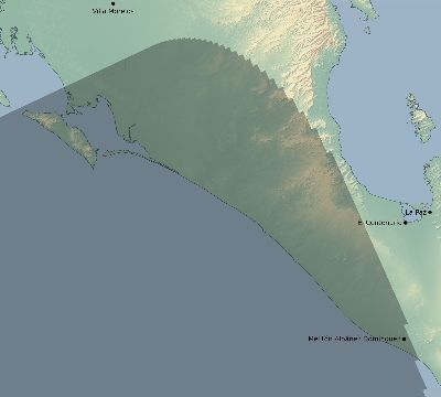 Map of the eclipse path across Mexico on 12/03/1592