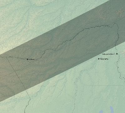 Map of the eclipse path across Bolivia on 05/30/1593