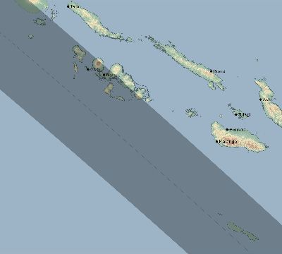 Map of the eclipse path across Solomon Islands on 11/22/1593