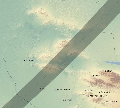 Map of the eclipse path across Uzbekistan on 05/20/1594