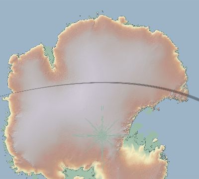 Map of the eclipse path across Antarctica on 11/12/1594