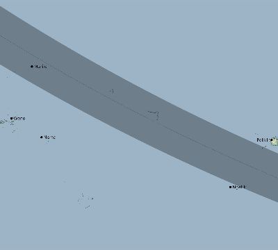 Map of the eclipse path across Micronesia on 09/22/1596