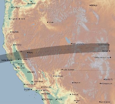 Map of the eclipse path across United States on 03/17/1597