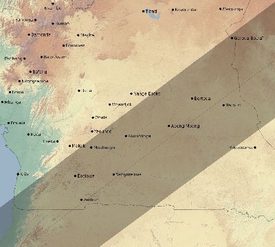 Map of the eclipse path across Cameroon on 01/04/1601