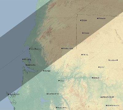 Map of the eclipse path across Gabon on 01/04/1601
