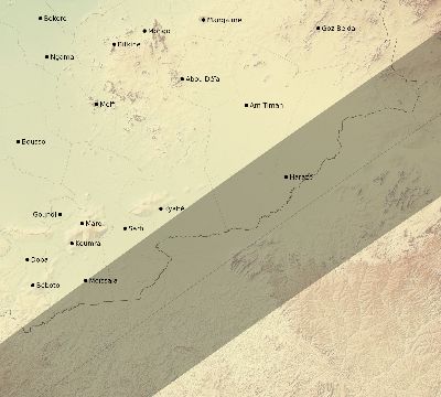Map of the eclipse path across Chad on 01/04/1601