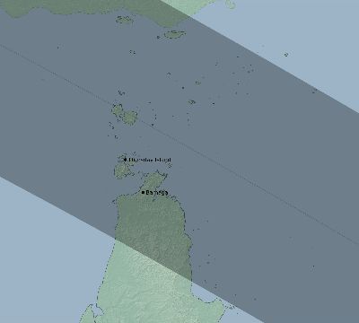Map of the eclipse path across Australia on 06/30/1601