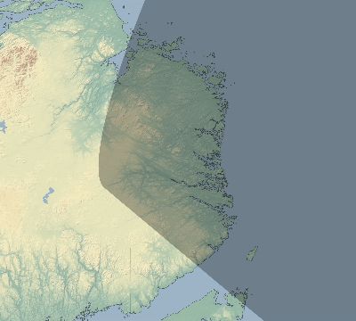 Map of the eclipse path across Canada on 12/24/1601