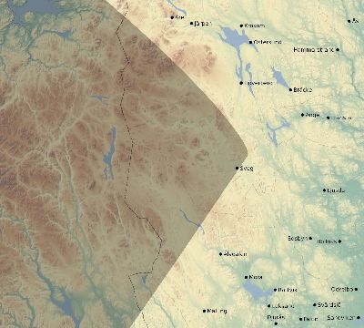 Map of the eclipse path across Sweden on 12/24/1601