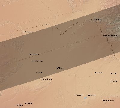 Map of the eclipse path across Botswana on 04/29/1604