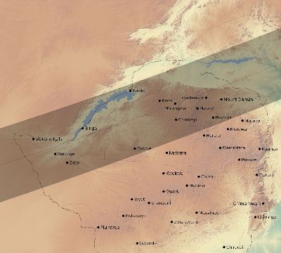 Map of the eclipse path across Zimbabwe on 04/29/1604
