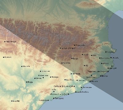 Map of the eclipse path across Spain on 10/12/1605